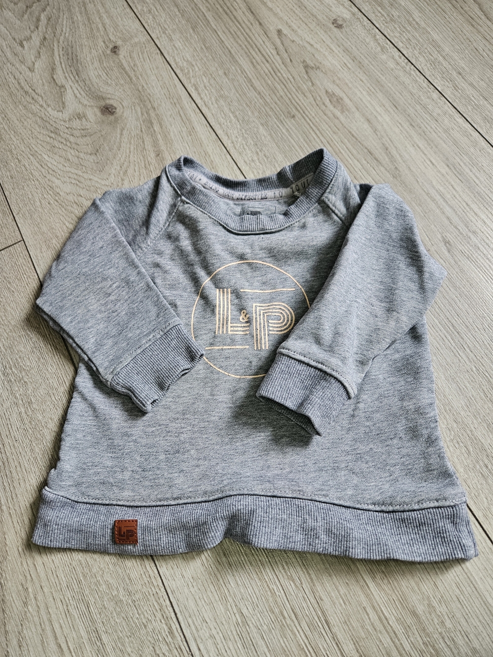 L&P Long Sleeve Grey Crewneck Tee for Kids 6-12M